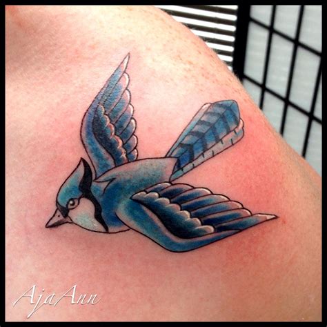 Custom Traditional Bluejay By Aja Ann Blue Jay Tattoo Tattoo Ideas