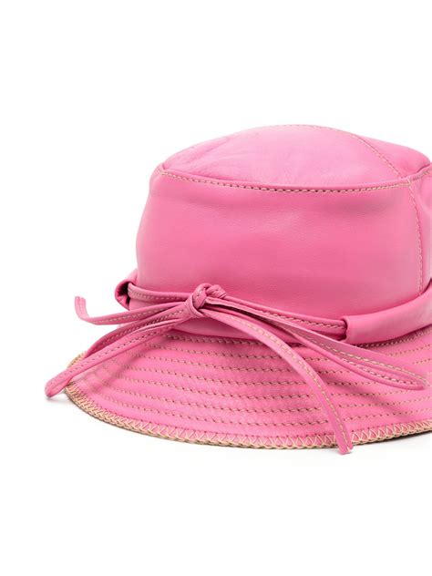 Jacquemus Pink Le Bob Mentalo Leather Bucket Hat Browns