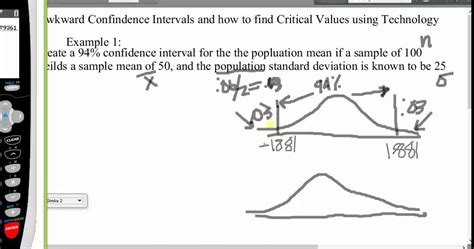 Using Technology To Find Critical Z And T Values Youtube