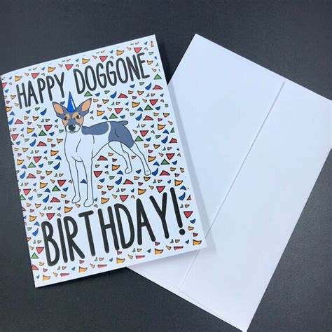 Rat Terrier Birthday Card Dog Celebration Greeting Card Etsy