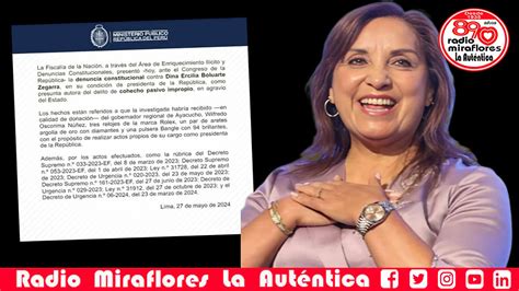 Fiscal De La NaciÓn Denuncia Constitucionalmente A La Presidenta Dina Boluarte Por El Caso Rolex