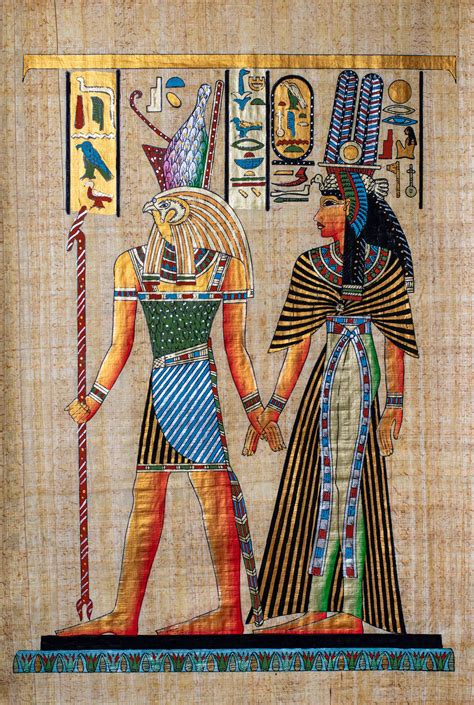 Egyptian Papyrus Painting Hand Painted Final Judgement By