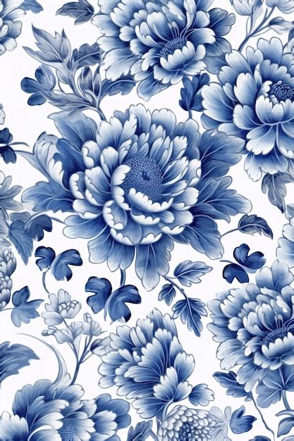 Premium Photo Blue Flowers Wallpaper For The Home