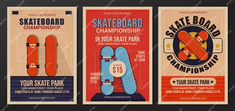 Premium Vector Set Of Skateboard Championship Flyer Template