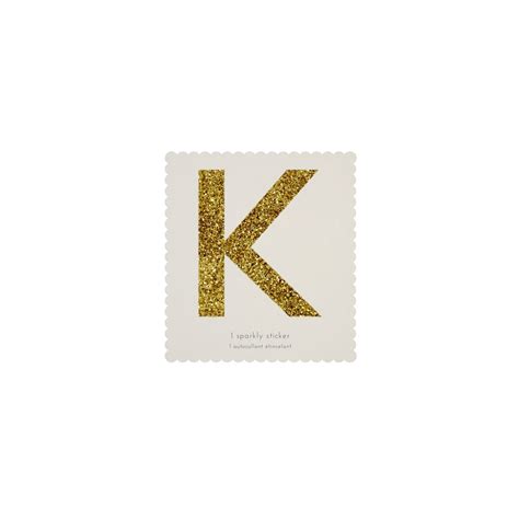 Letter K Gold Glitter Sticker Gallinasmilza