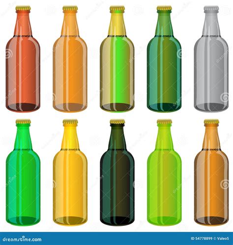 Set Of Colorful Beer Glass Bottles Stock Vector Illustration Of Alcohol Glossy 54778899