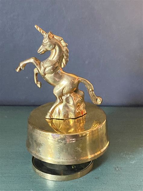 Flambo Solid Brass Unicorn Musical Figurine Vintage Etsy