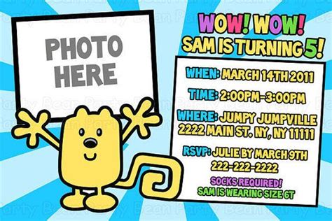 Wow Wow Wubbzy Birthday Invitation With Photo By Partybean Th