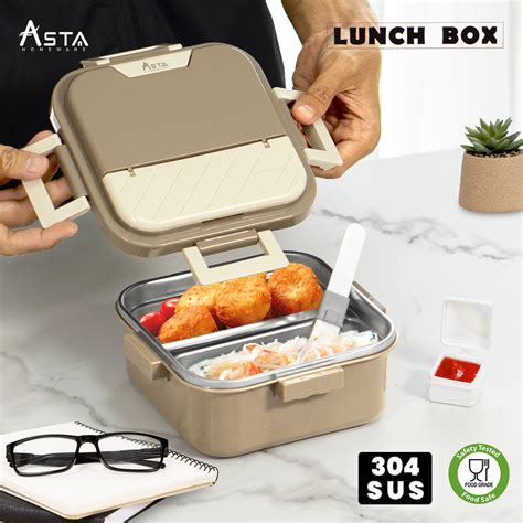 Asta Kotak Makan Stainless Steel 304 Lunch Box 2 Sekat Asta Homeware