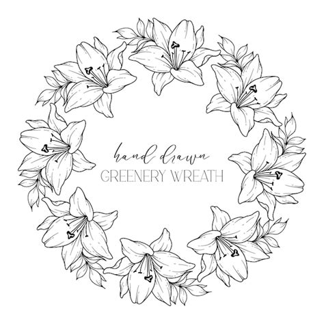 Premium Vector Hand Drawn Floral Frame Line Art Floral Wreath