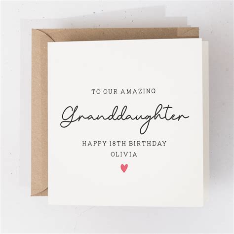 18th Birthday T For Granddaughter Granddaughter 18th Birthday Card