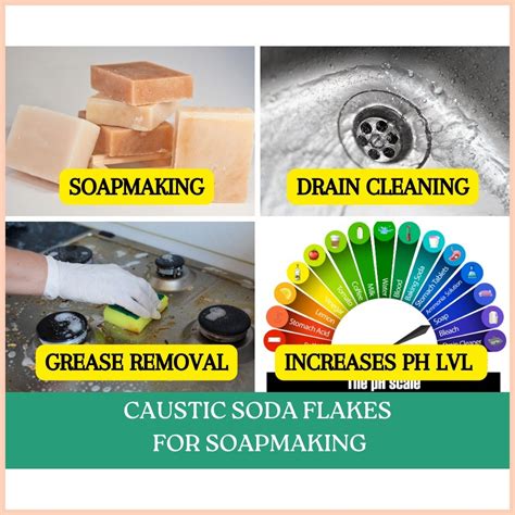 ۞ ♙ Caustic Soda Flakes Lye 1kg For Soapmaking Drain Unclogging Cleaning Grease Remover