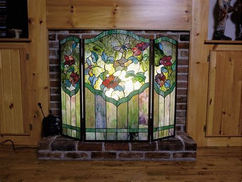 Meyda Tiffany 27237 Stained Glass Tiffany Fireplace Screen From The Garden Fri Tiffany Glass