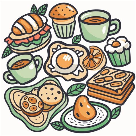 Premium Vector Colorful Doodle Illustration Of Breakfast Foods