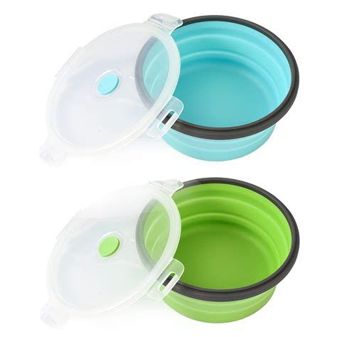 Large Collapsible Dog Bowls 2 Pack 40 Oz Travel Dog Bowls With Lids