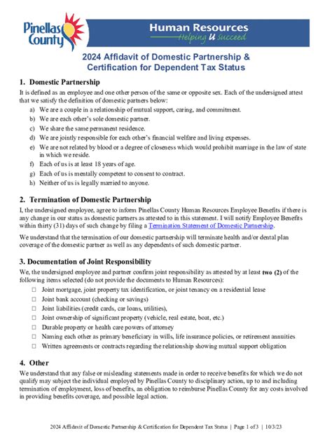 Fillable Online Domestic Partner Affidavit And Tax Form Fax Email