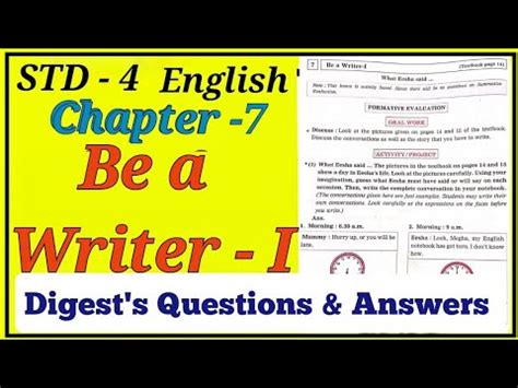 STD 4 English Chapter 7 Be A Writer Digest S Questions And Answers