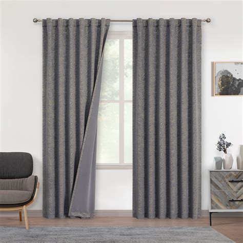 Fragrantex Gold Grey Rose Blackout Curtains 63 Inch Length For Bedroom 2 Panels Set Floral