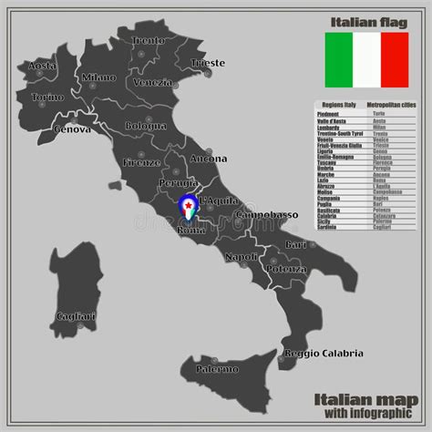 Carte De L Italie Avec Des R Gions Italiennes Et Infographic