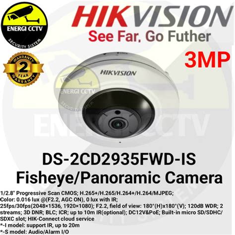 Jual DS 2CD2935FWD IS HIKVISION IP CAM 3MP FISHEYE PANORAMIC INDOOR