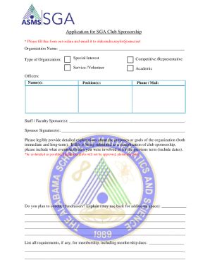 Fillable Online Sga Forms Student Government Association Fax Email