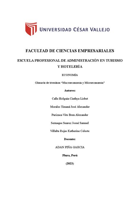 Glosario De Términos Facultad De Ciencias Empresariales Escuela