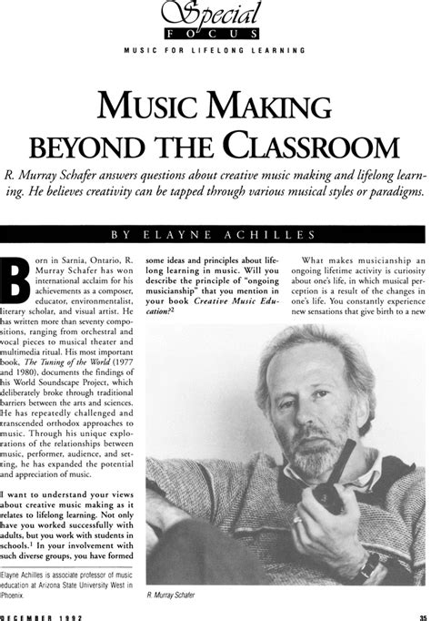 Music Making Beyond The Classroom R Murray Schafer Answers Questions