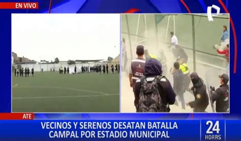 Batalla Campal Entre Vecinos Y Serenos De Ate Por