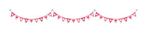 Valentine's Day red hearts banner bunting vector illustration clipart ...