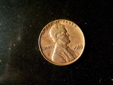 USA 1 cent 1963 penny coin rare vintage copper Real genuine coin ...