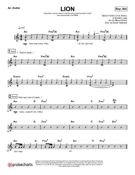 Lion Sing It Now Satb Acoustic Guitar Sheet Music Pdf Elevation