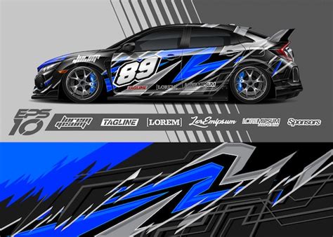 Car wrap decal graphic design. abstract stripe racing . | Premium Vector