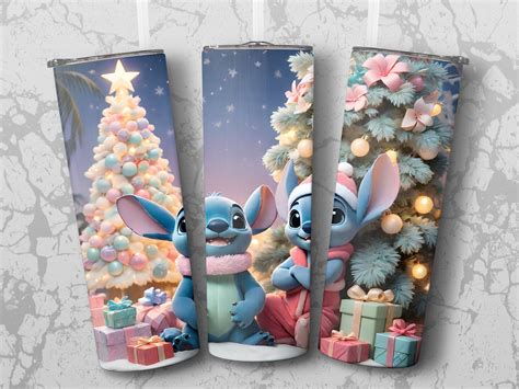 Stitch Animated Tumbler Wrap Christmas Pastel 3D Sublimatie Etsy