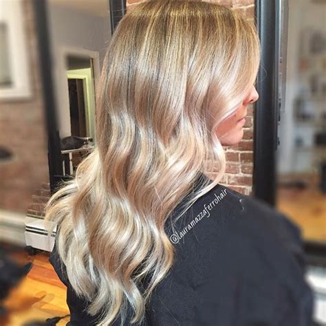 Honey Blonde And Pearl Blonde Balayage For Long Wavy Hair Blonde