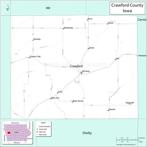 Map Of Crawford County Iowa Showing Cities Highways And Important