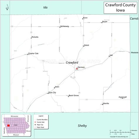 Map Of Crawford County Iowa Showing Cities Highways Important