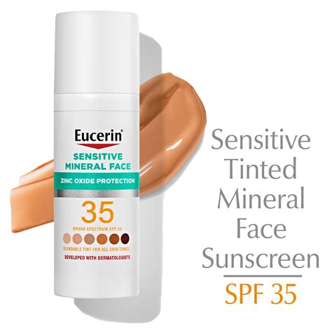 Eucerin Sun Tinted Mineral Face Sunscreen Lotion, SPF 35, 1.7 fl oz ...