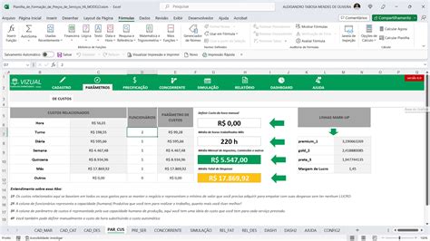 Planilha de Formação de Preços para Serviços em Excel 6 0 Vizual