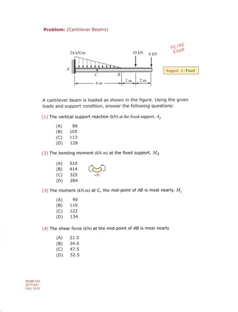 Solved A Cantilever Beam Is Loaded As Shown In The Figure