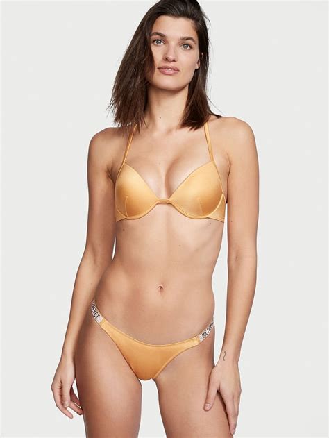 Işıltılı Askılı Malibu Fabulous Push Up Bikini Üstü Altın Vs26396174