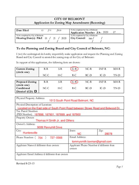 Fillable Online City Of Belmont Application For Zoning Map Amendment