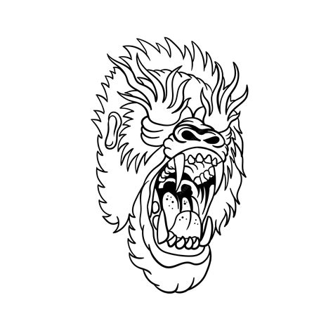 Premium Vector | Hand drawn illustration of gorilla outline design