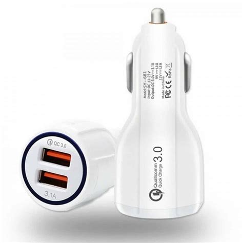 Qualcomm QC 3 0 Dual Port USB Car Charger Mobile Geeks