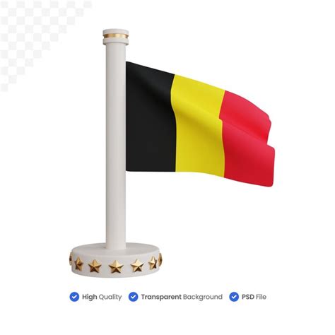 Representación 3d de la bandera nacional de bélgica aislada Archivo