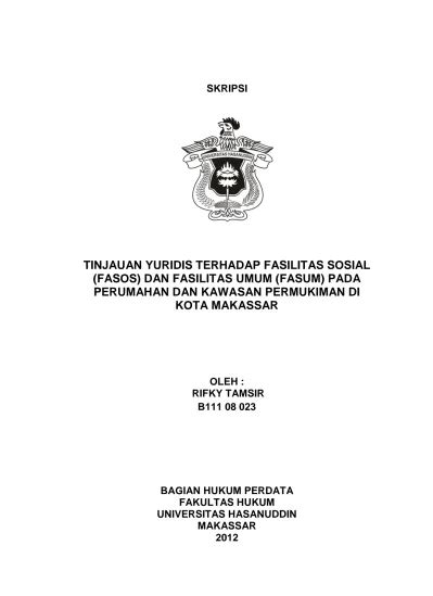 Skripsi Tinjauan Yuridis Terhadap Fasilitas Sosial Fasos Dan