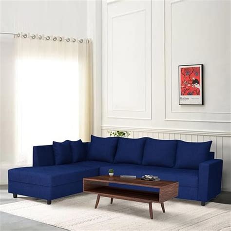 Furny Lavinoy Seater Fabric Sectional Lhs L Shape Sofa Set Blue