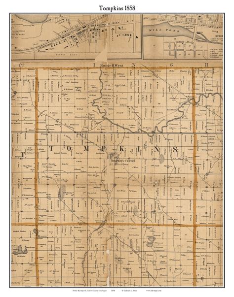 Tompkins Old Town Map With Homeowner Names Michigan Etsy