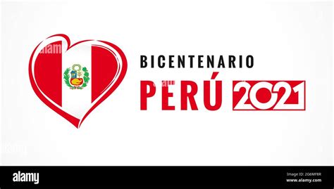 Bicentenario Perú 2021 cartel con emblema de corazón letras peruanas