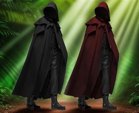 Black Medieval Hooded Cloak Gothic Retro Hooded Robe Retro Hooded Cloak ...