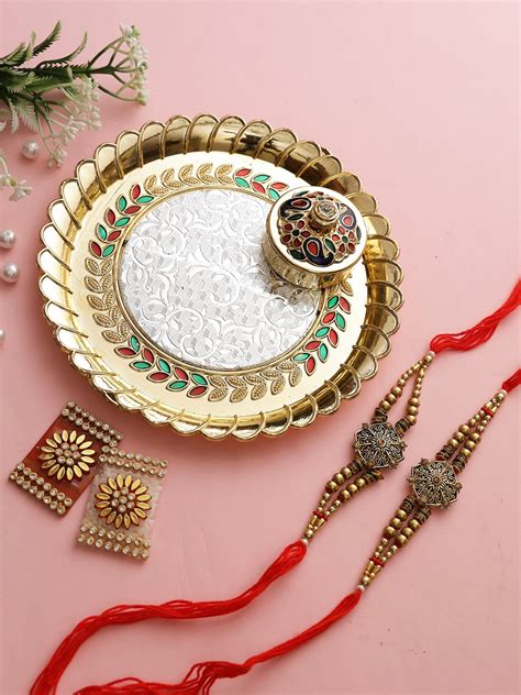 Buy Aapno Rajasthan Gold Toned Ethnic Rakhi Gift Set Rakhi For Unisex